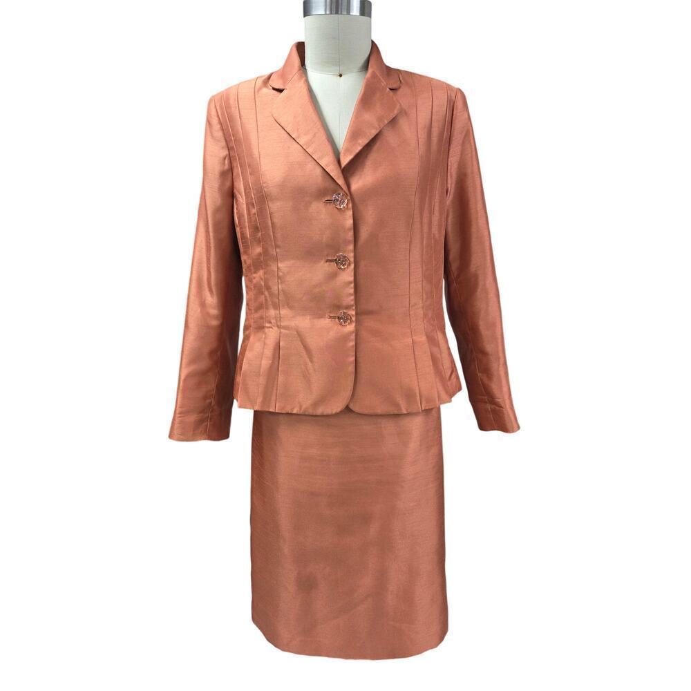 Le Suit Cinnamon 2-Piece Skirt Suit Set Sz 18